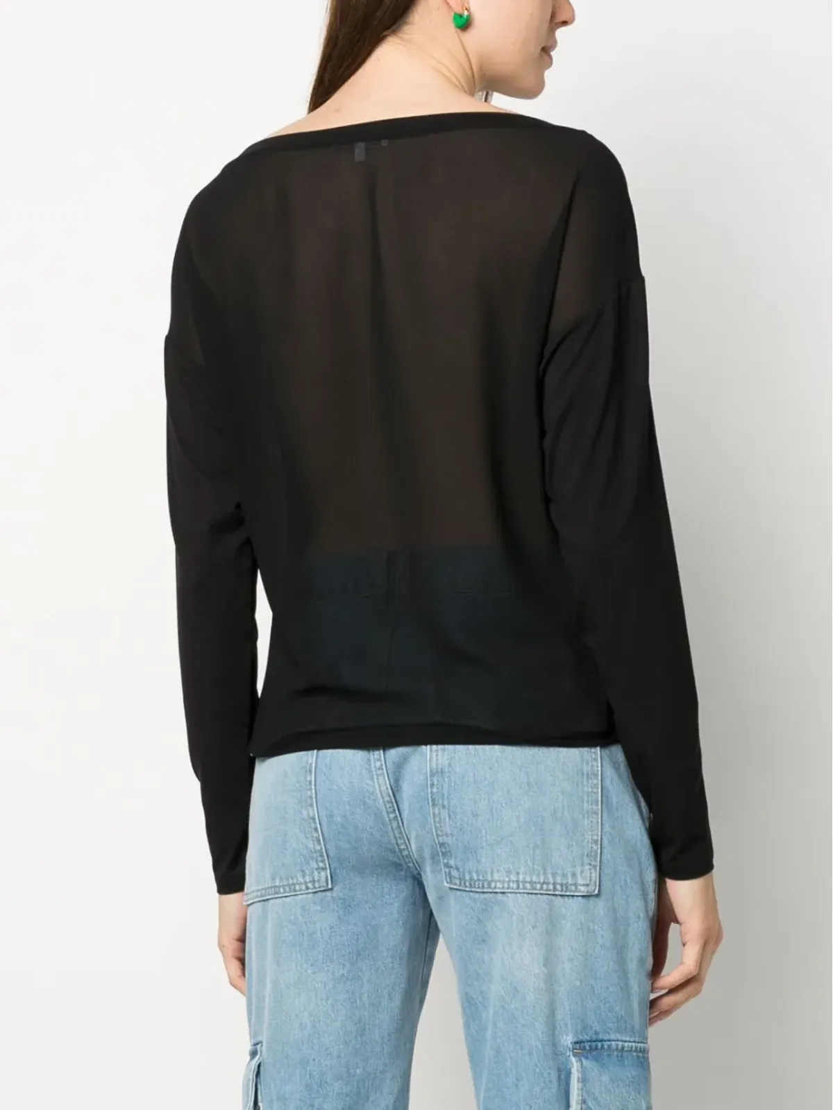 Patrizia Pepe セミシアー長袖スウェットシャツ - ブラック - 画像4