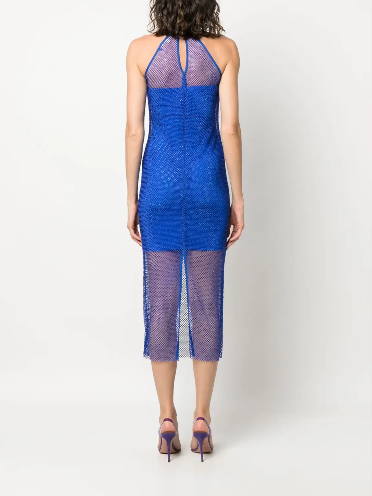 Patrizia Pepe ラインストーン装飾メッシュミディドレス - 画像4