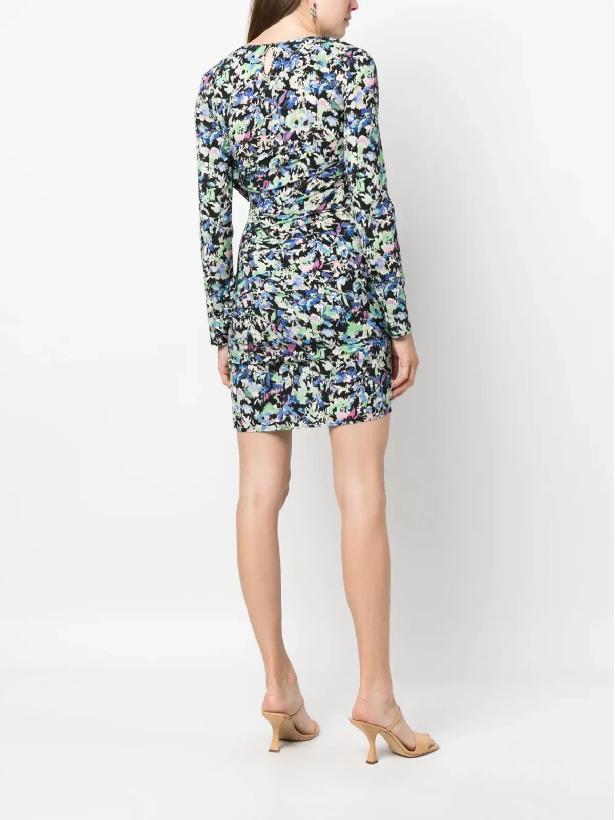 Patrizia Pepe floral-print ruched dress - Blue - 画像4