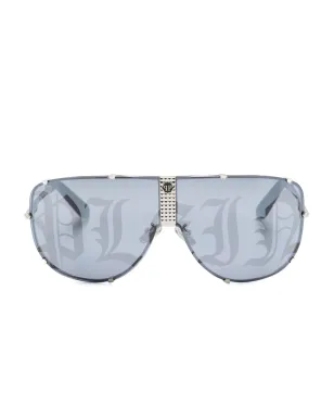 Philipp Plein Eyewear ロゴプリント シールドフレーム サングラス - サムネイル1