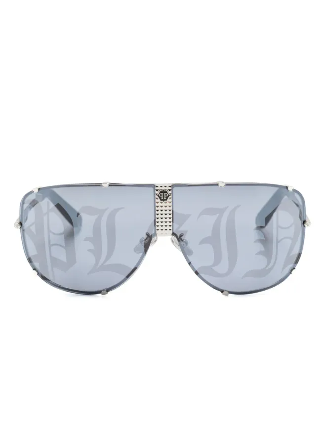 Philipp Plein Eyewear Philipp Plein Eyewear ロゴプリント シールドフレーム サングラスの商品画像