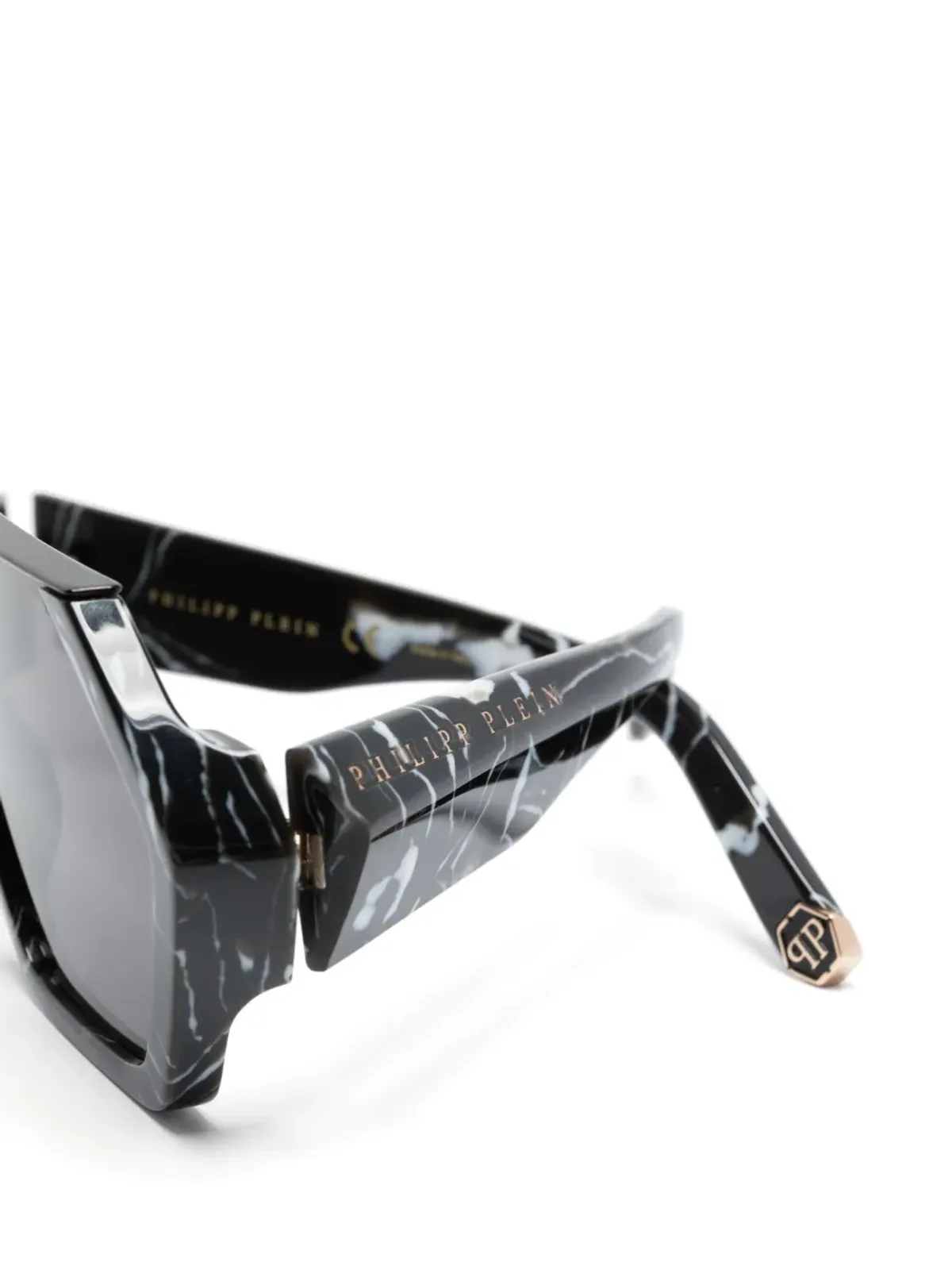 Philipp Plein Eyewear マーブル柄オーバーサイズフレーム サングラス - 画像3