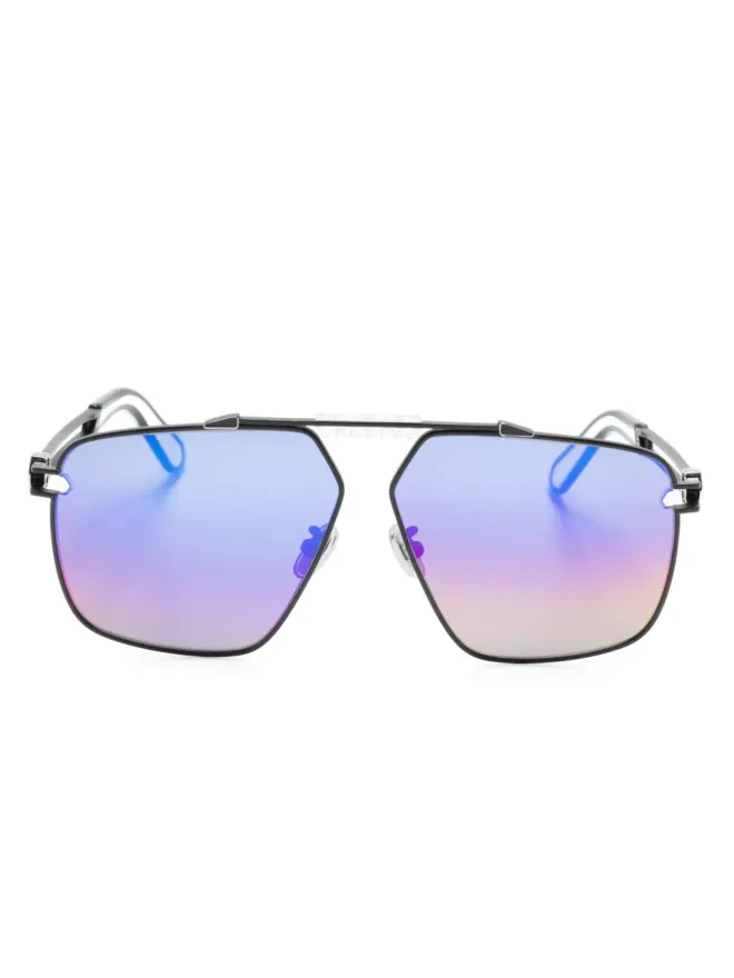 Philipp Plein Eyewear Philipp Plein Eyewear エングレーブドロゴ パイロットフレーム サングラス - Blackの商品画像
