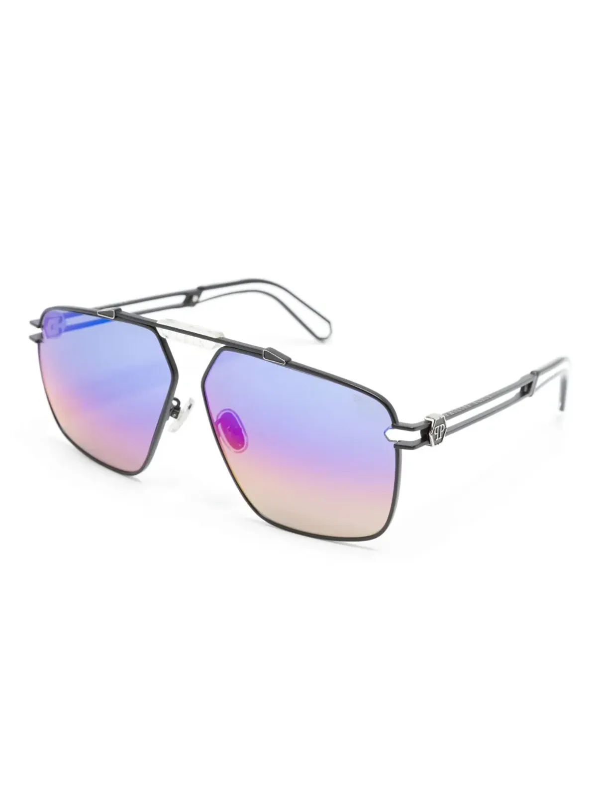 Philipp Plein Eyewear エングレーブドロゴ パイロットフレーム サングラス - Black - 画像2
