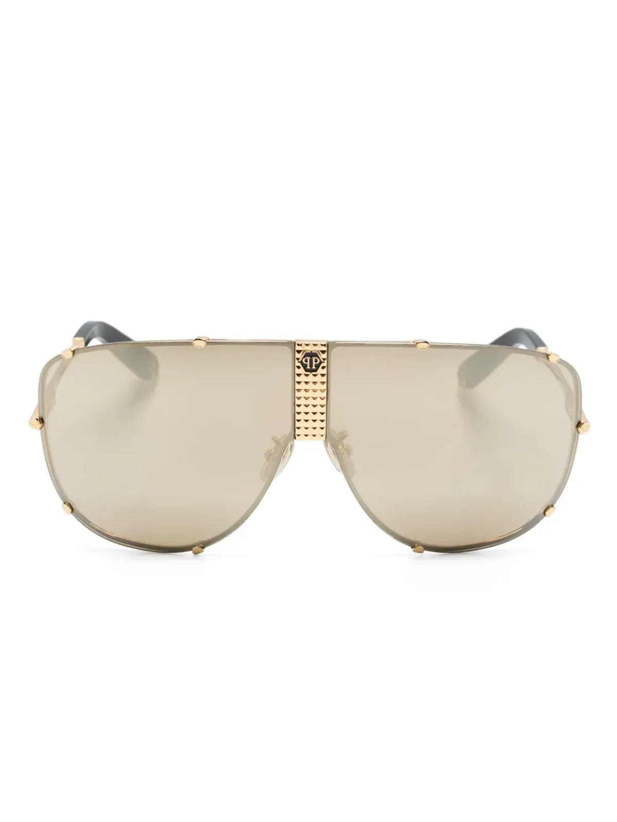 Philipp Plein Eyewear ロゴプレート付きシールドフレーム サングラス - Gold - 画像1