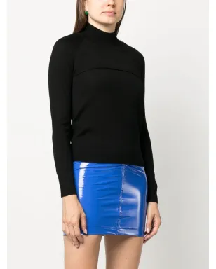 Patrizia Pepe 長袖カットアウトウールTシャツ ブラック - サムネイル3