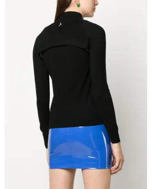 Patrizia Pepe 長袖カットアウトウールTシャツ ブラック - サムネイル4