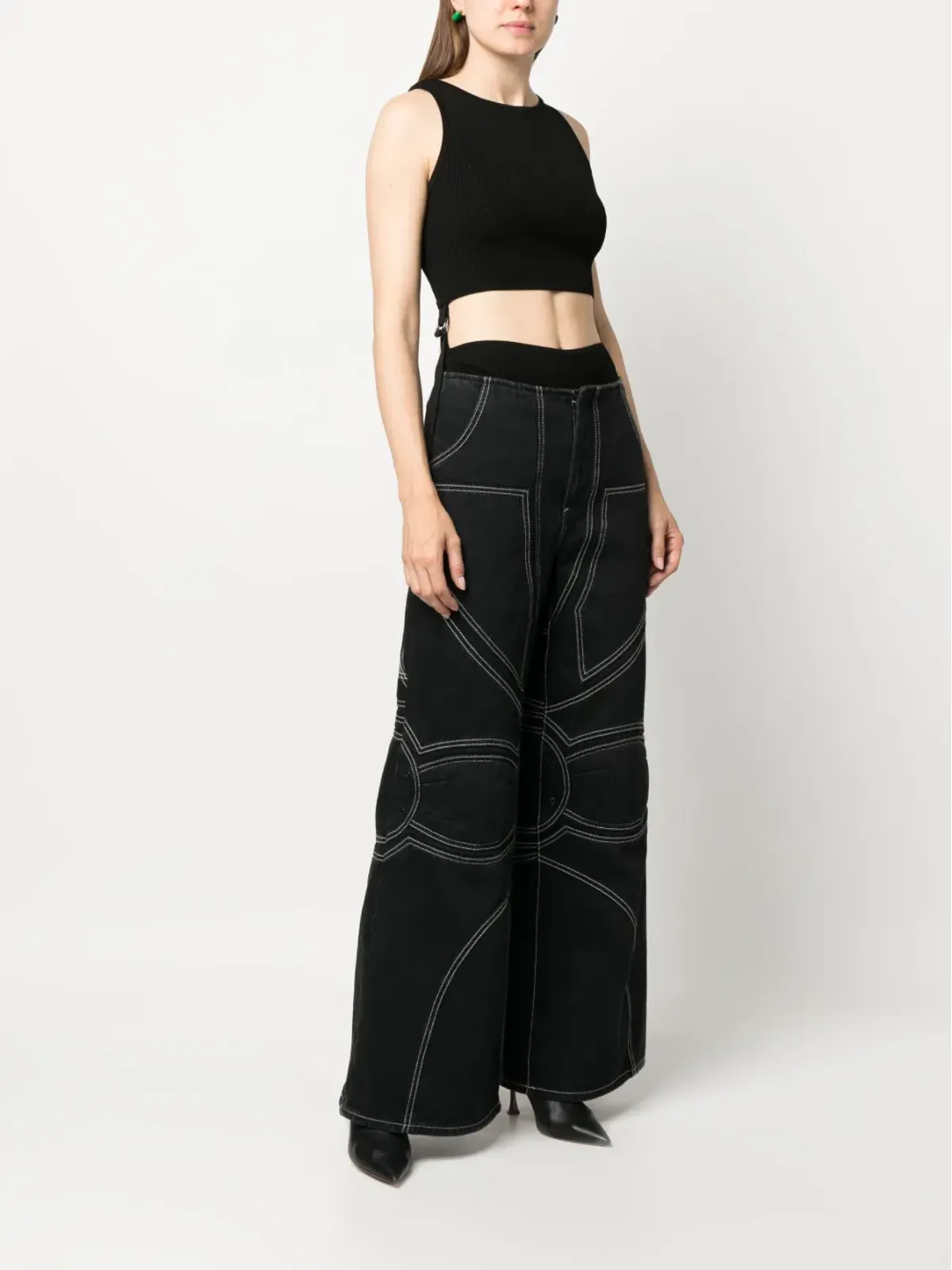 Patrizia Pepe ribbed-knit sleeveless bodysuit - Black - 画像3