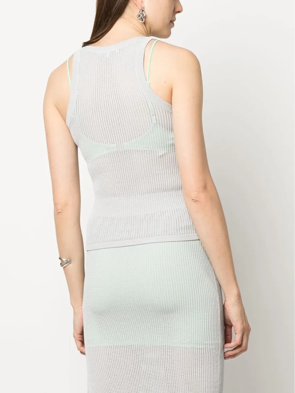 Patrizia Pepe ノースリーブ メッシュ タンクトップ - グレー - 画像4