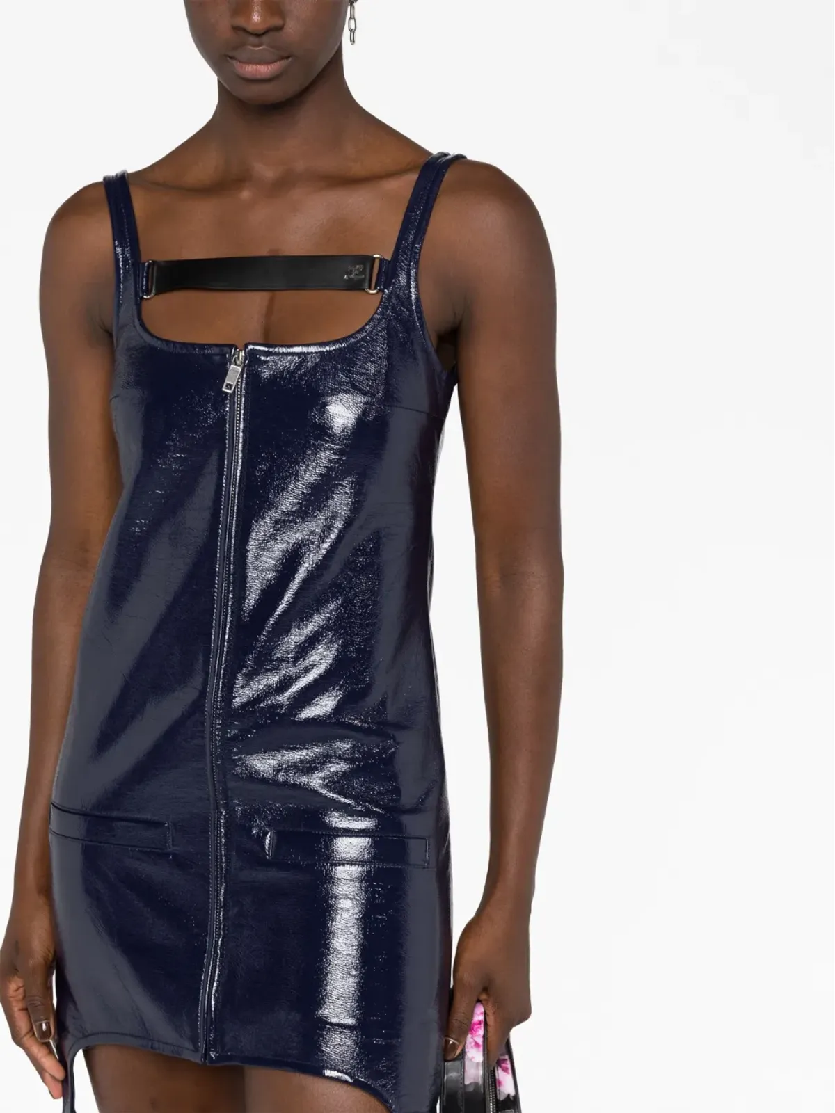 Courrèges ストラップ付きハイシャイン ミニドレス - 画像5
