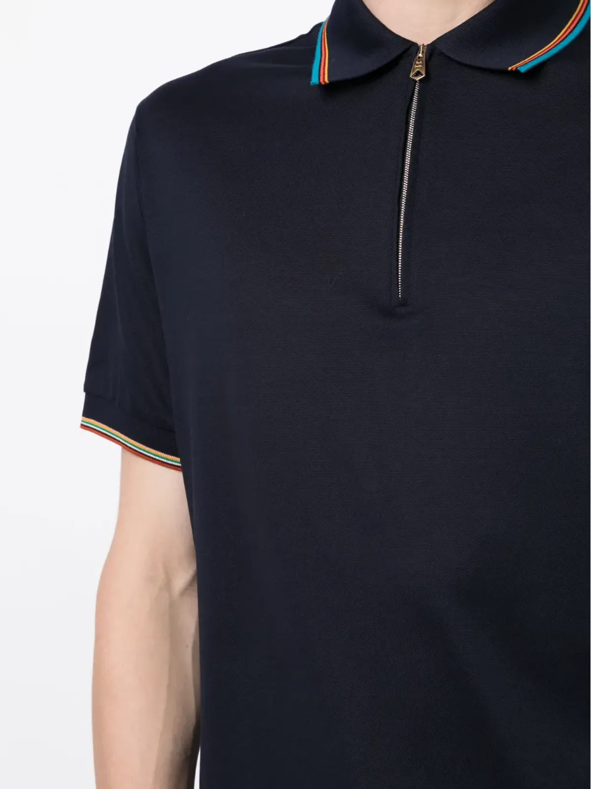 Paul Smith レインボーストライプディテール コットン ポロシャツ - 画像5