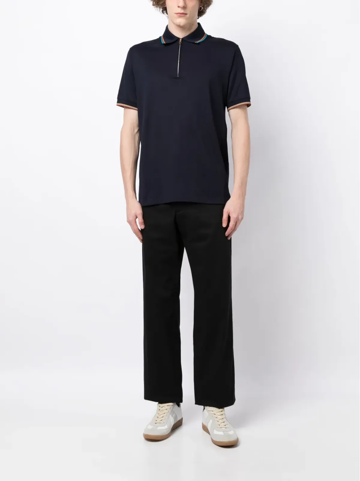 Paul Smith レインボーストライプディテール コットン ポロシャツ - 画像2