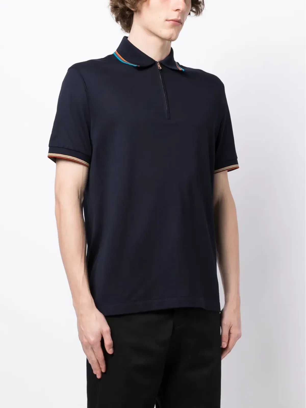 Paul Smith レインボーストライプディテール コットン ポロシャツ - 画像3