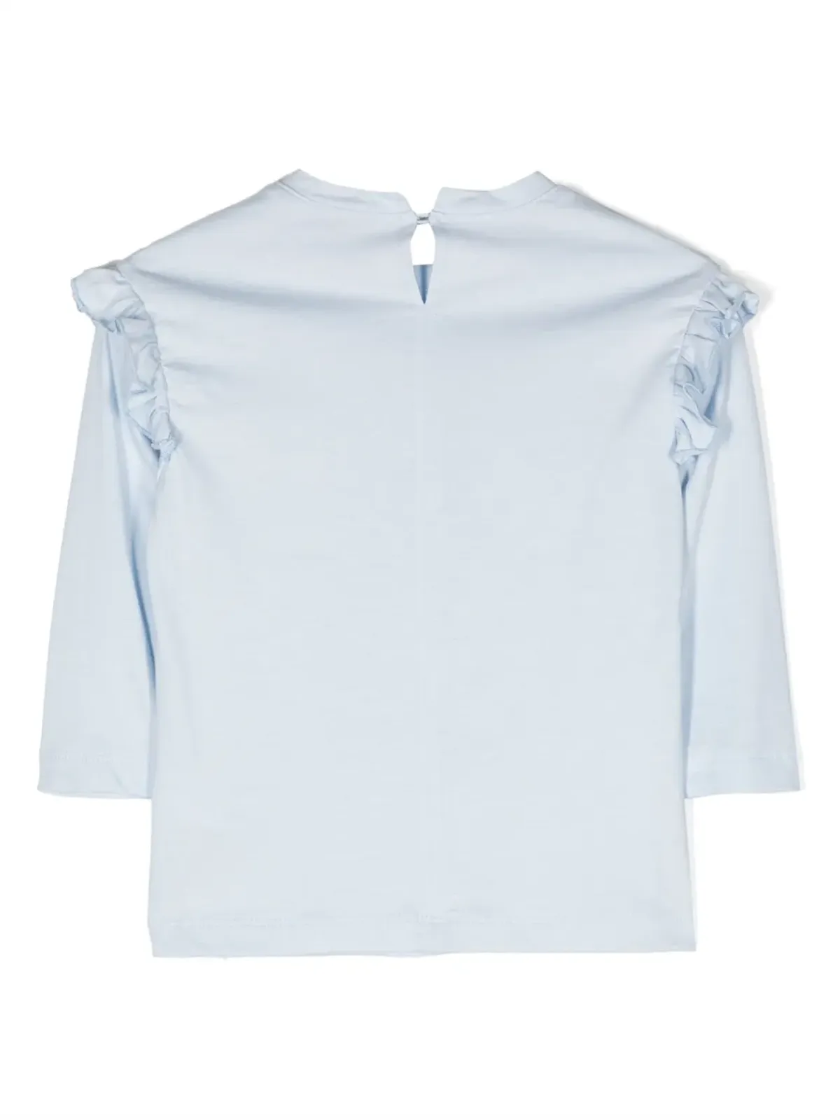 Monnalisa teddy bear-print ruffled T-shirt - Blue - 画像2