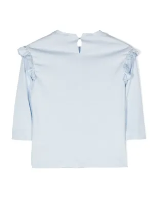 Monnalisa teddy bear-print ruffled T-shirt - Blue - サムネイル2