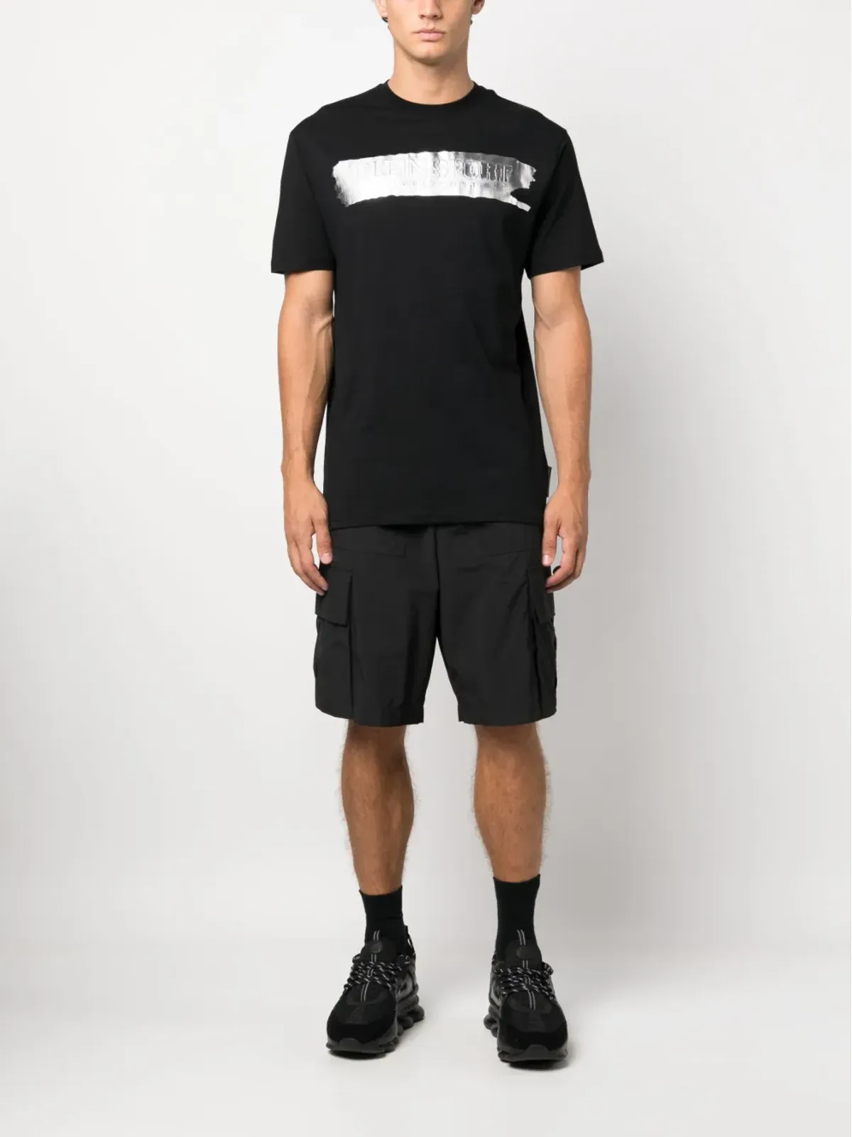 Plein Sport SS Silver Brush コットンTシャツ - ブラック - 画像2