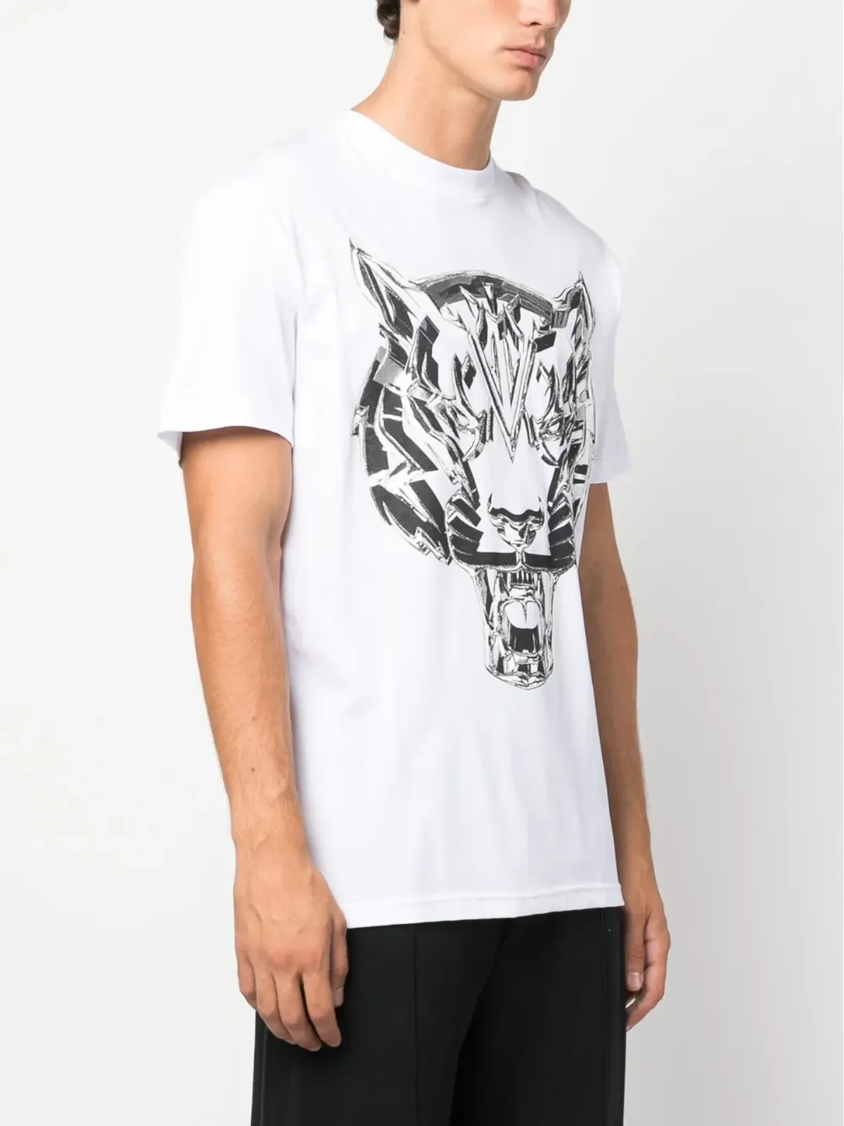 Plein Sport SS Chrome Tiger コットンTシャツ（ホワイト） - 画像3