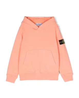 Stone Island Junior Compass-motif cotton hoodie - Pink - サムネイル1