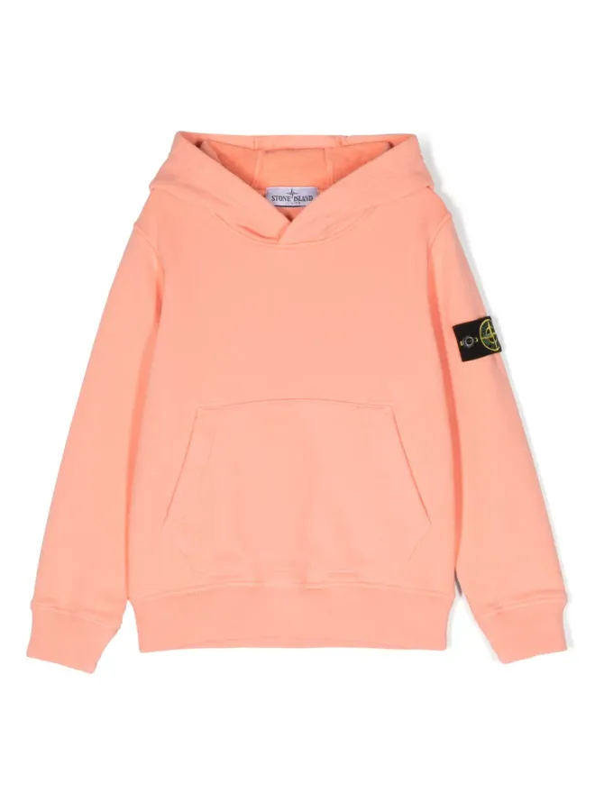 Stone Island Junior Stone Island Junior Compass-motif cotton hoodie - Pinkの商品画像