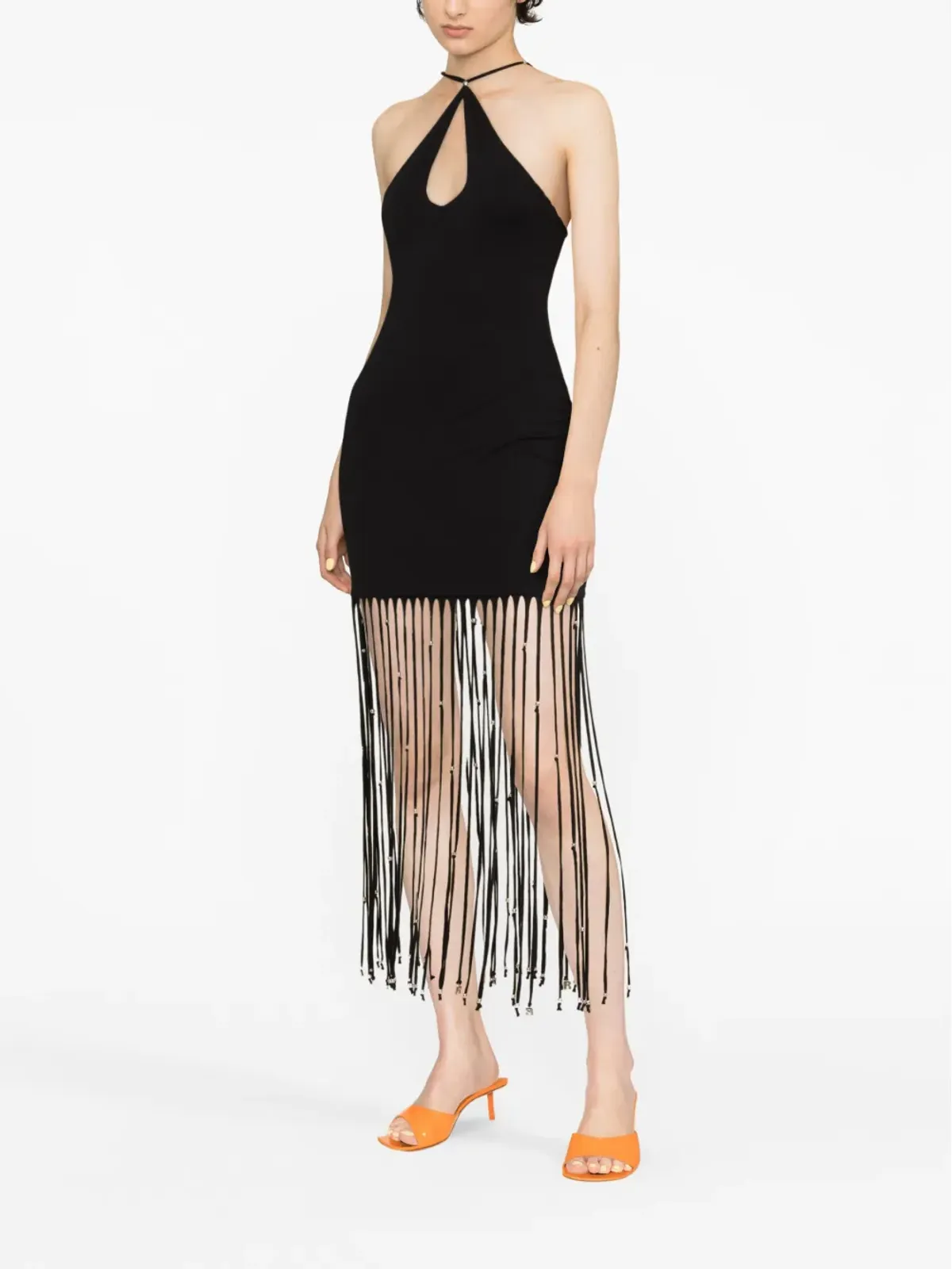 ROTATE BIRGER CHRISTENSEN フリンジディテールのカットアウトドレス - 画像3