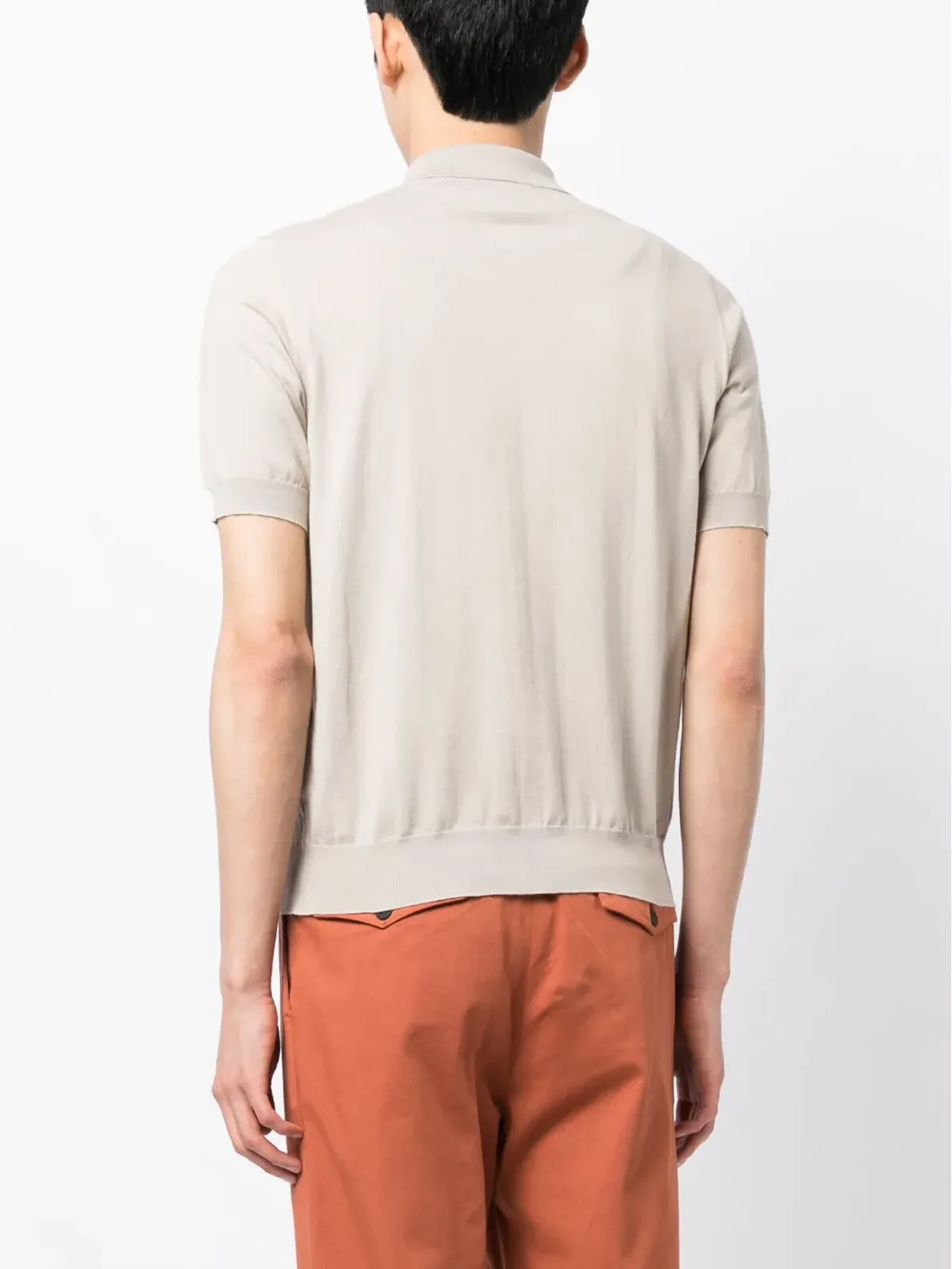 Cruciani ポロシャツ（コットン・ポイントエル編み）- ブラウン - 画像4
