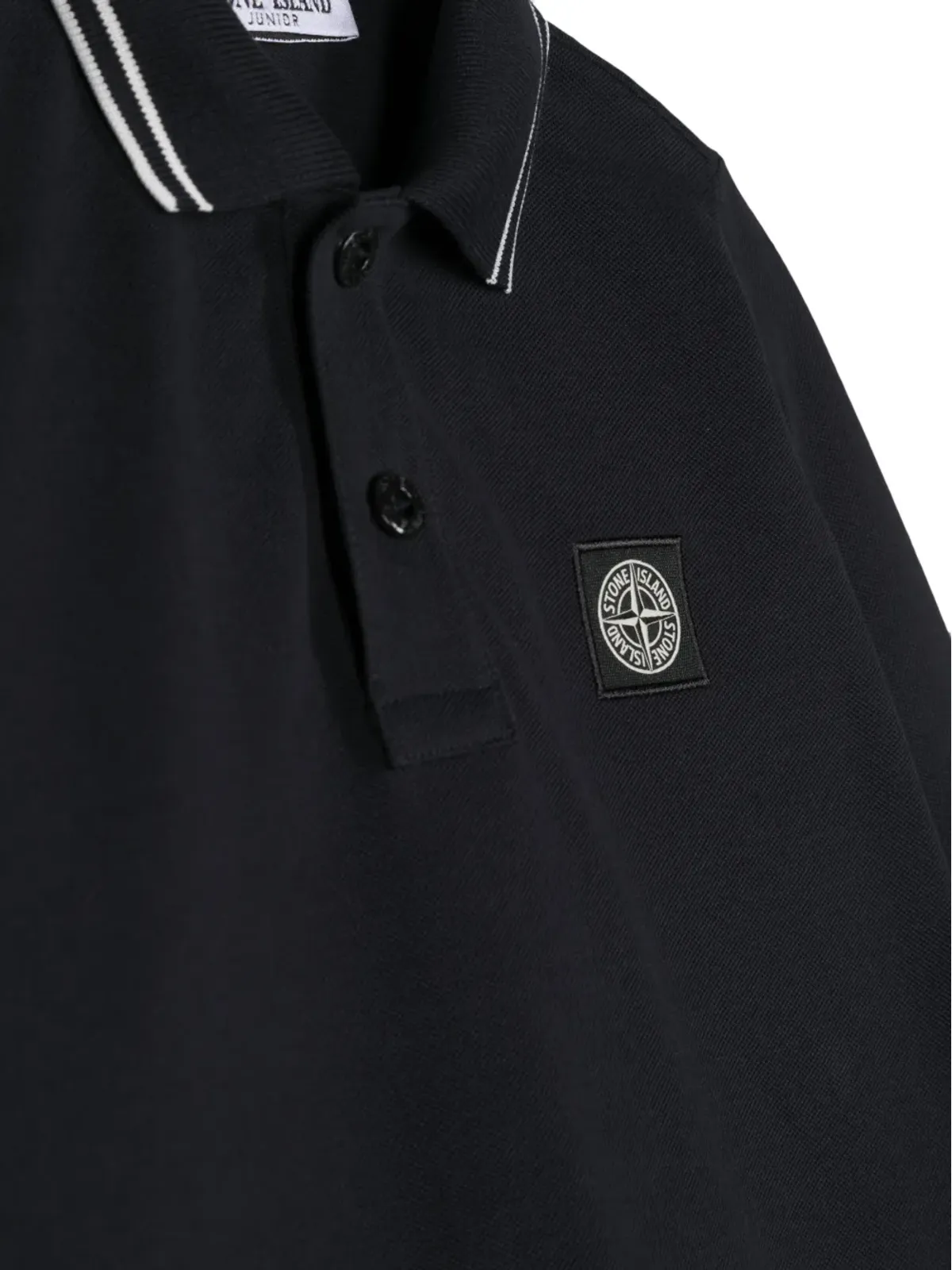 Stone Island Junior ロゴパッチ長袖ポロシャツ - 画像3