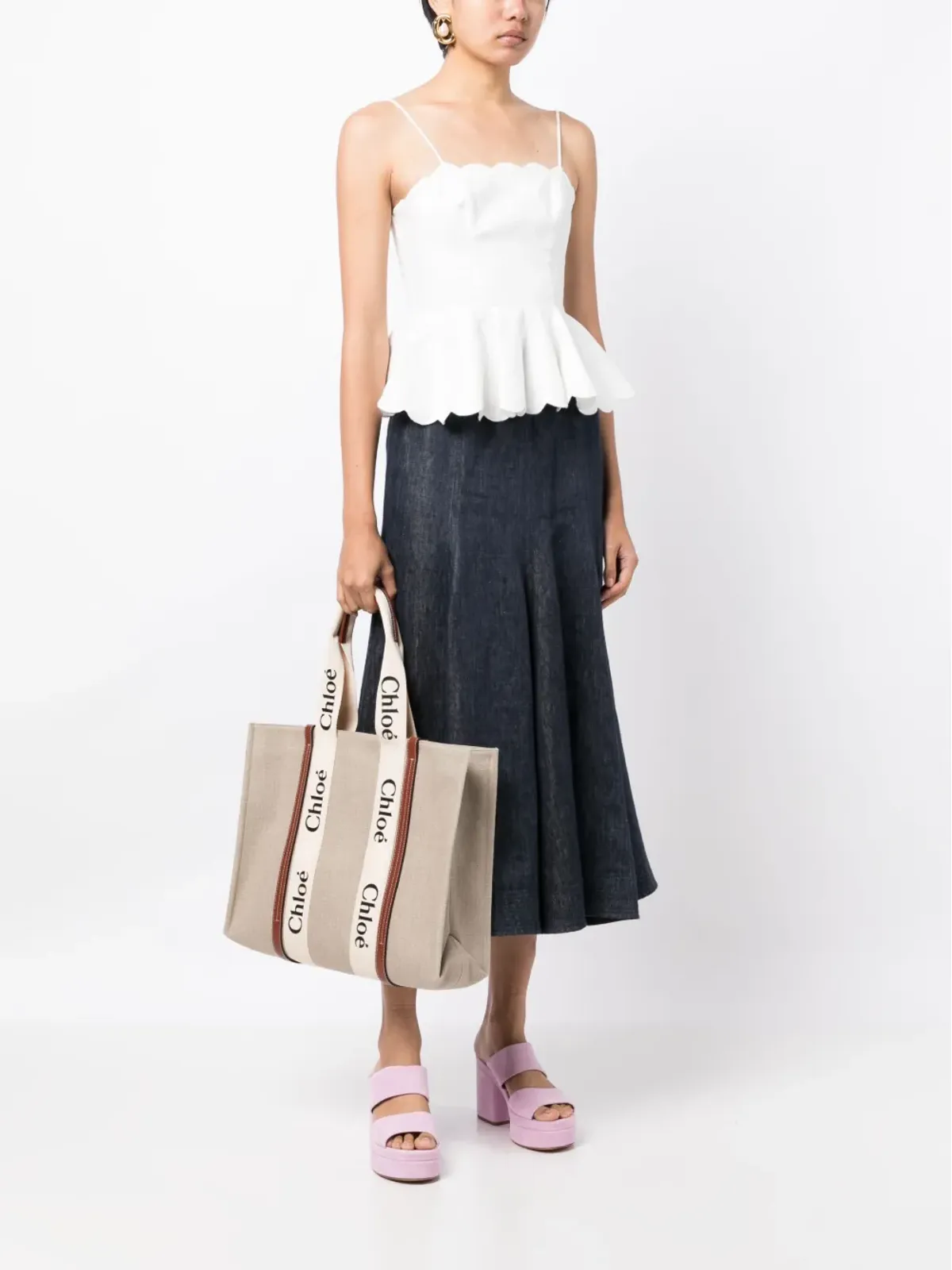 Chloé Woody コットン・トートバッグ - Neutrals - 画像2