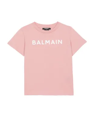 Balmain Kids フロックド ロゴプリント Tシャツ - ピンク - サムネイル1
