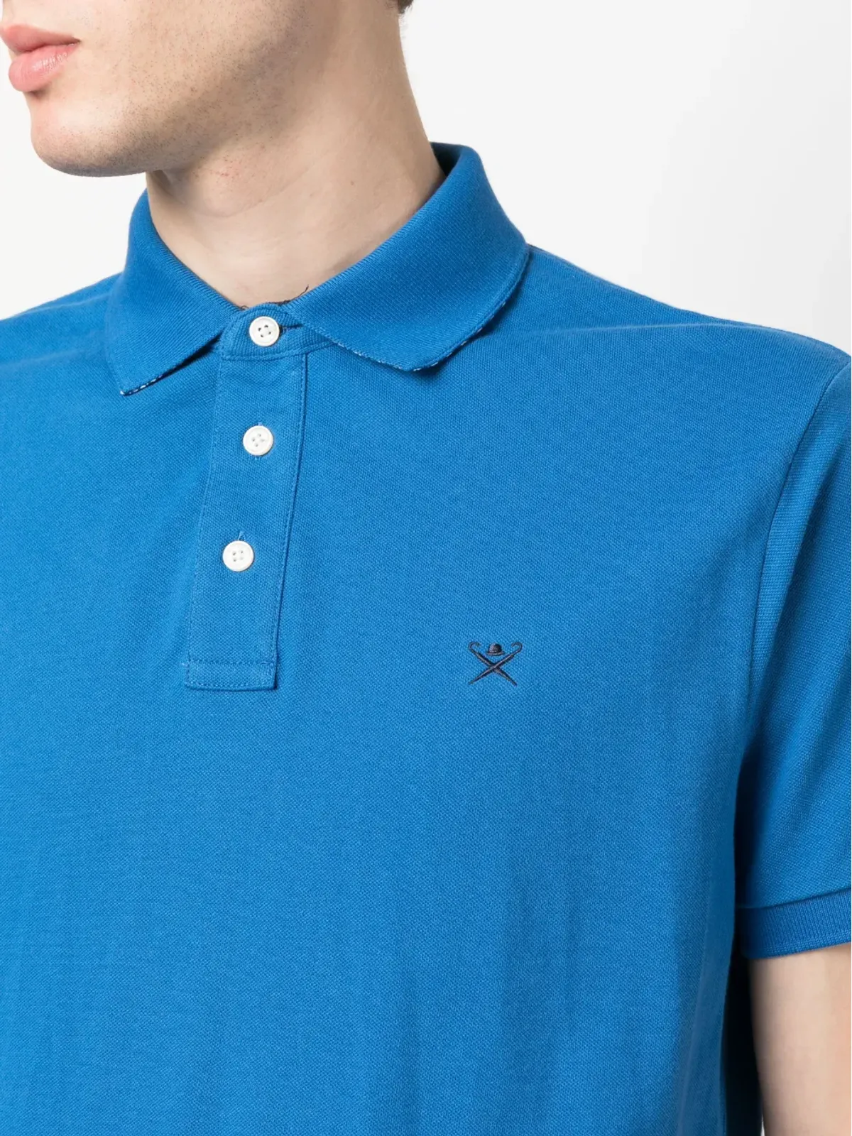 Hackett ロゴ刺繍ピケコットンポロシャツ ブルー - 画像5