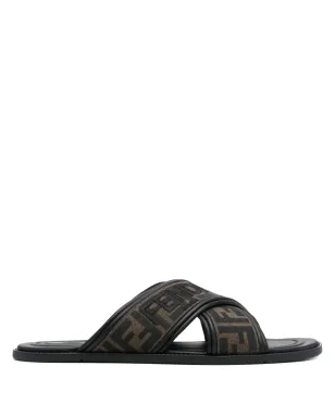 FENDI FF-jacquard slides - Black - サムネイル1