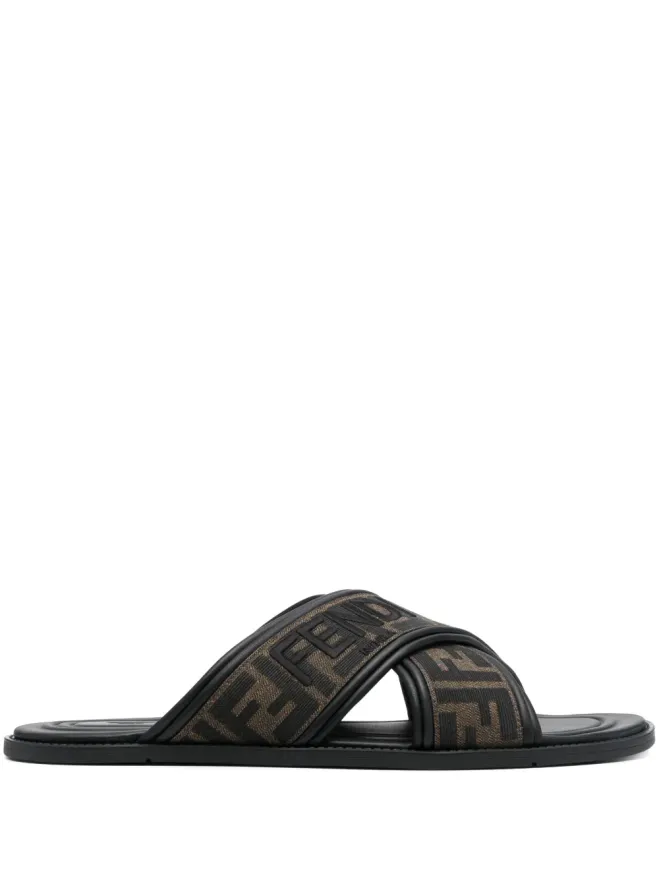 Fendi FENDI FF-jacquard slides - Blackの商品画像