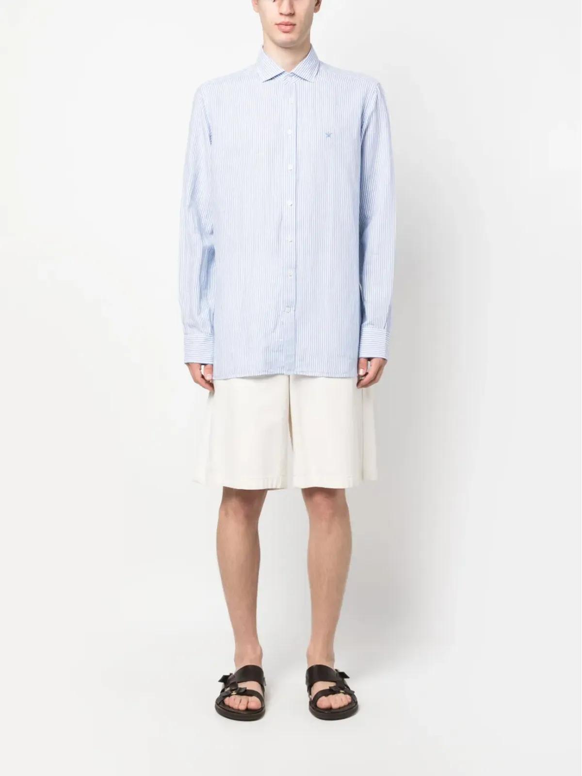 Hackett ベンガルストライプ柄リネン混紡シャツ - ブルー - 画像2