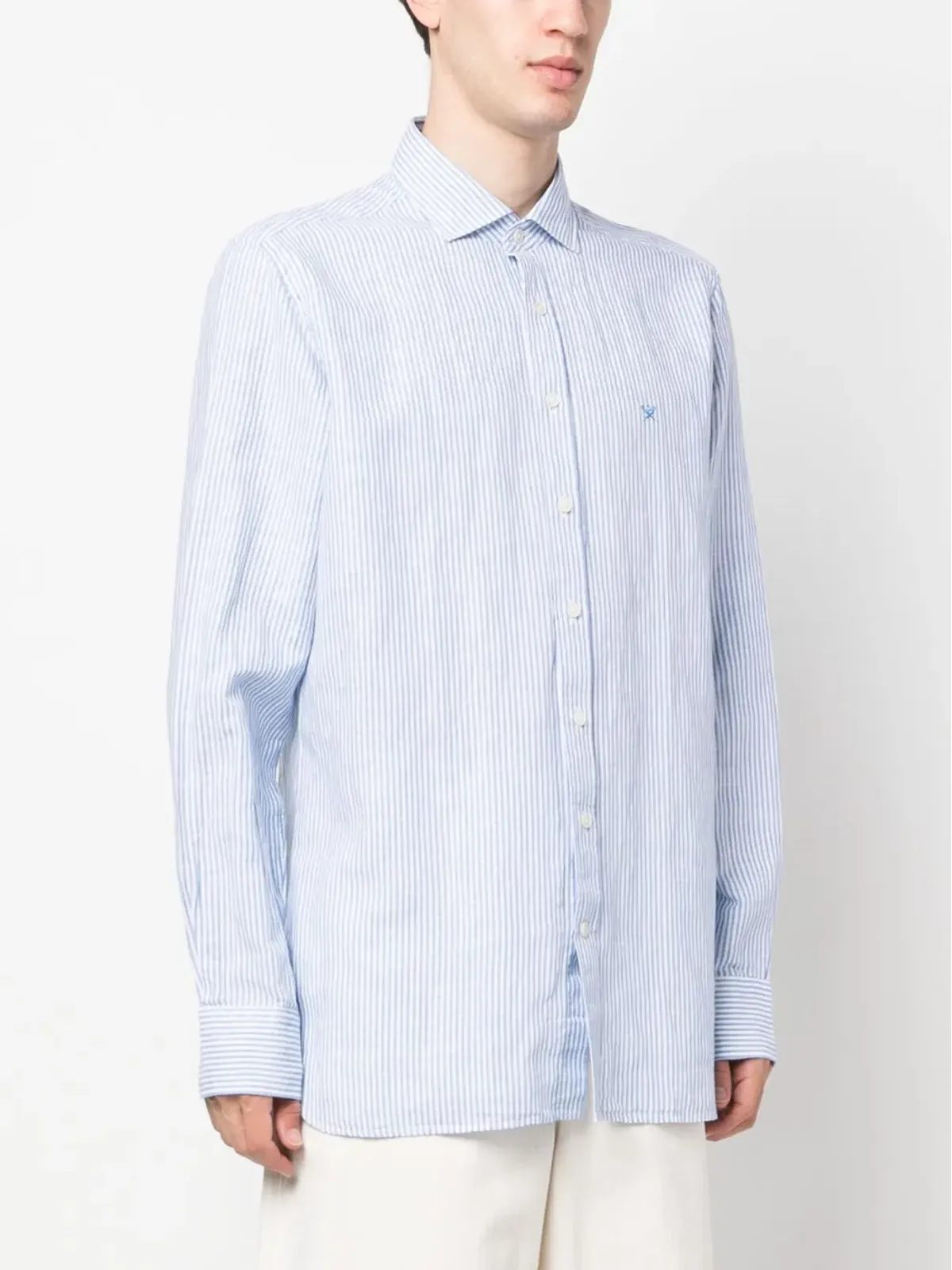 Hackett ベンガルストライプ柄リネン混紡シャツ - ブルー - 画像3