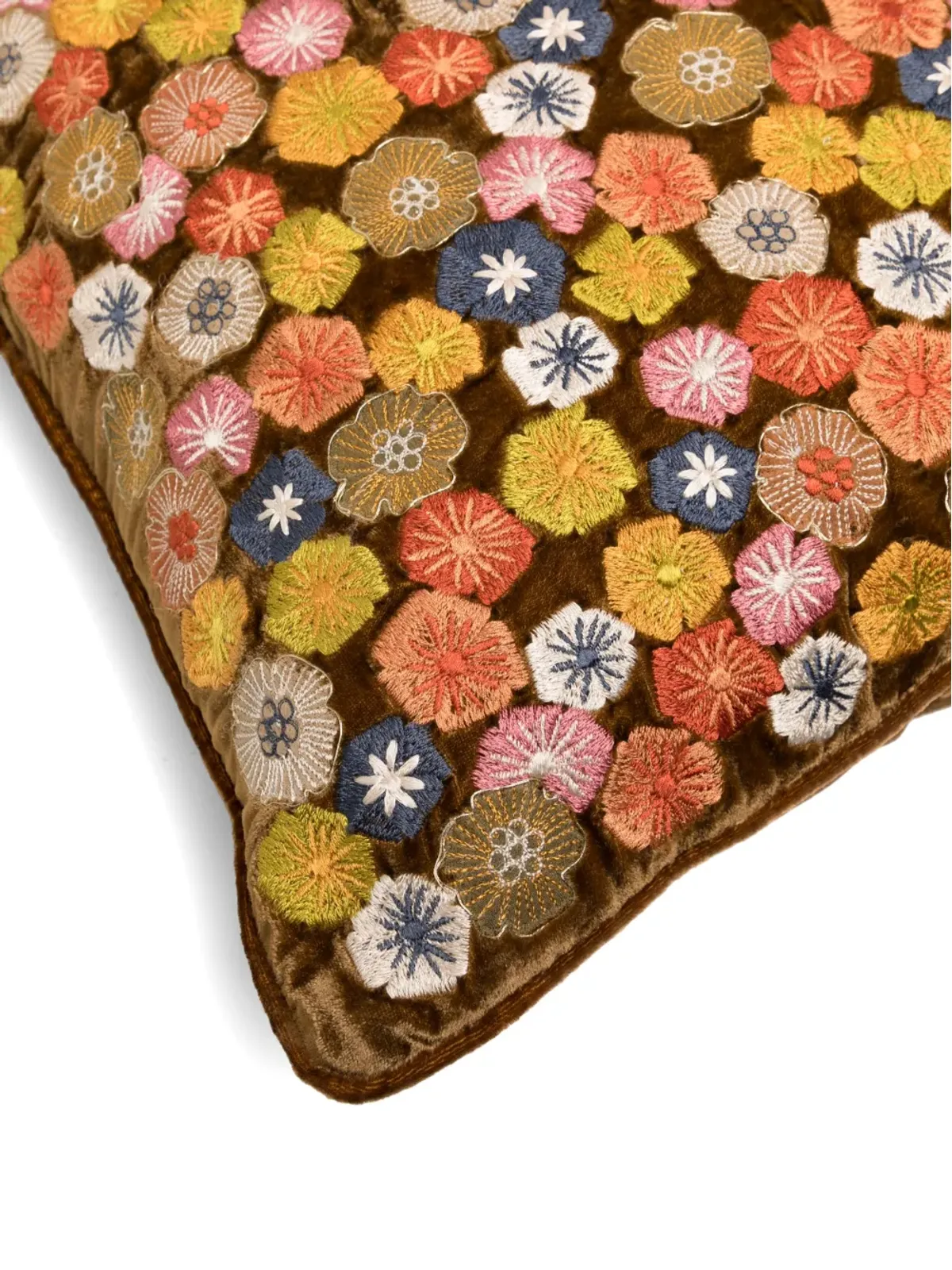 Anke Drechsel 花柄刺繍ベルベットクッション - ブラウン - 画像3