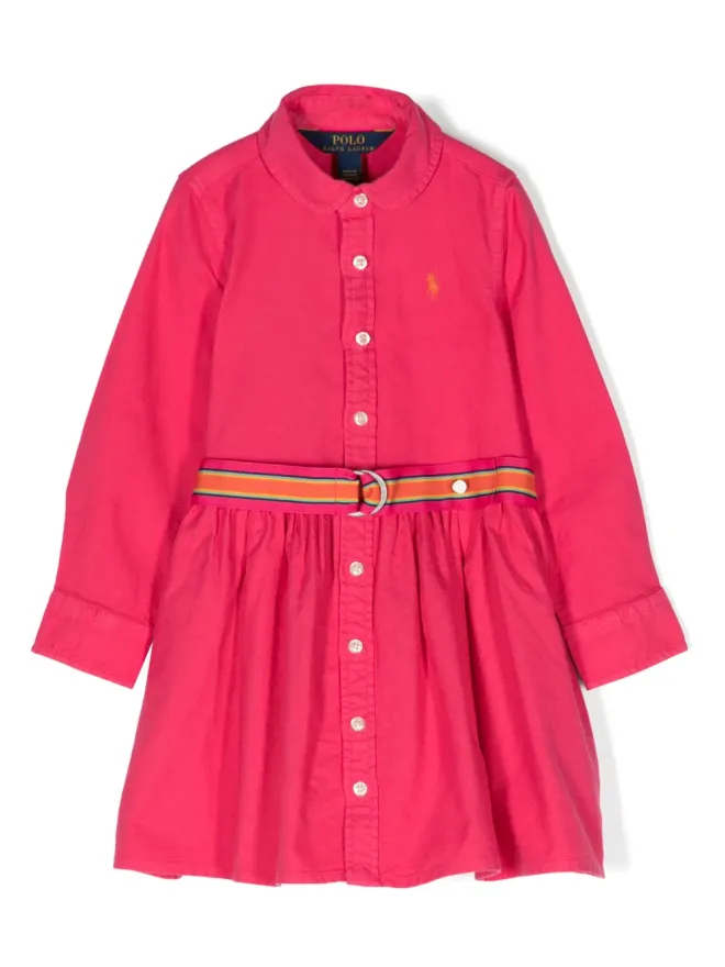 POLO RALPH LAUREN KIDS POLO RALPH LAUREN KIDS ポロポニーモチーフ コットン シャツドレス - ピンクの商品画像