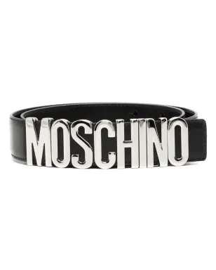 Moschino logo-lettering leather loafers - Black - サムネイル1