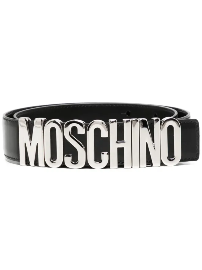 Moschino Moschino logo-lettering leather loafers - Blackの商品画像
