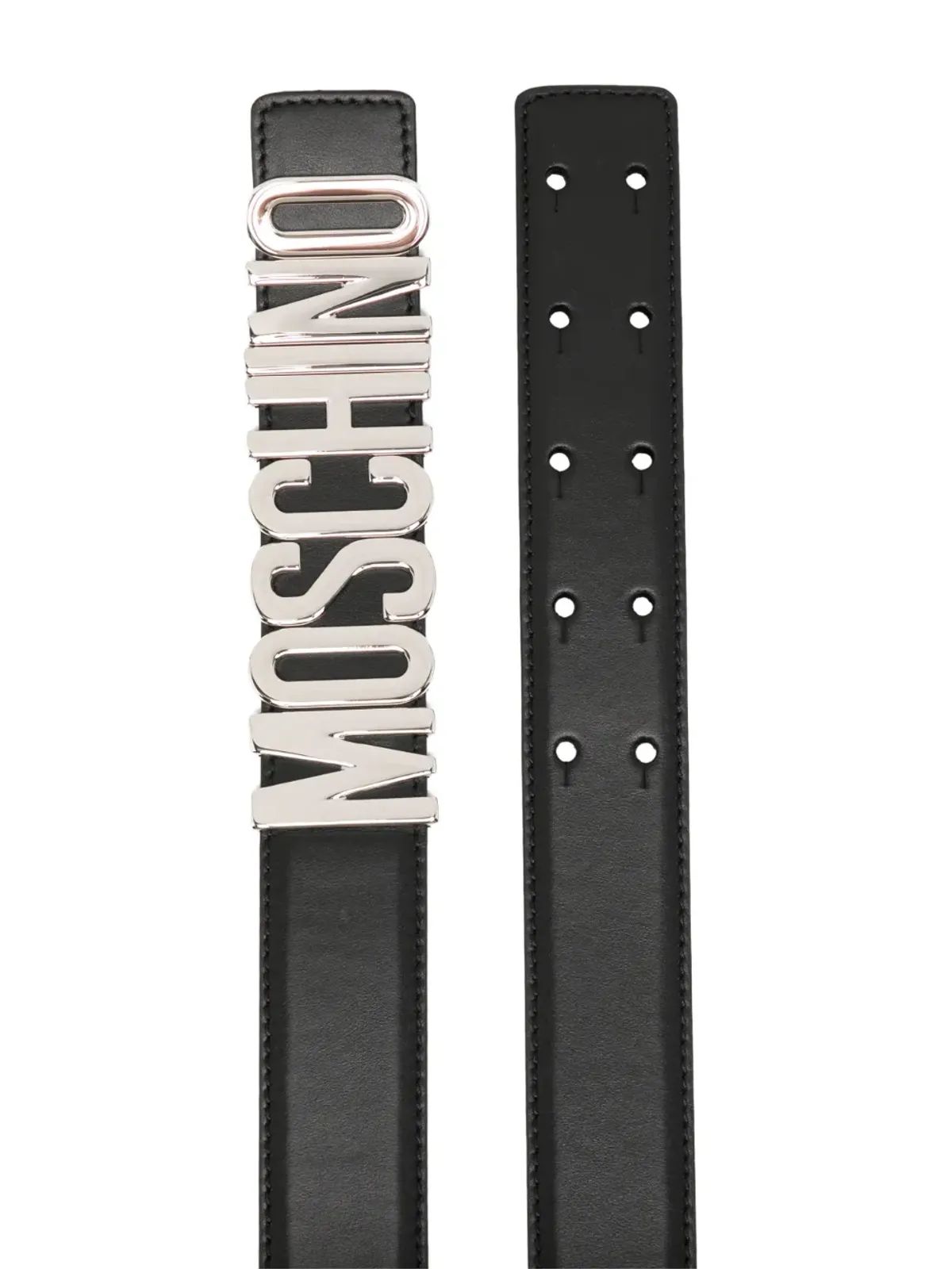 Moschino logo-lettering leather loafers - Black - 画像2
