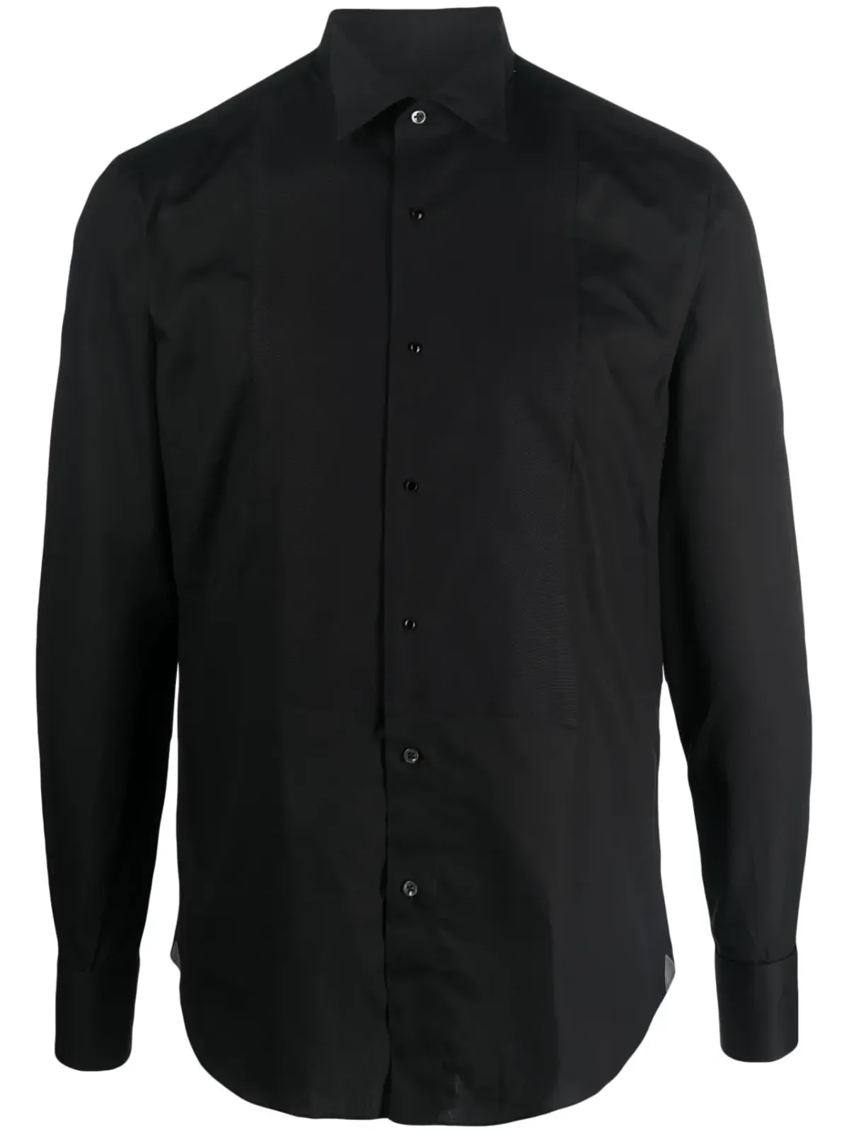 Corneliani スプレッドカラー コットンシャツ ブラック - 画像1