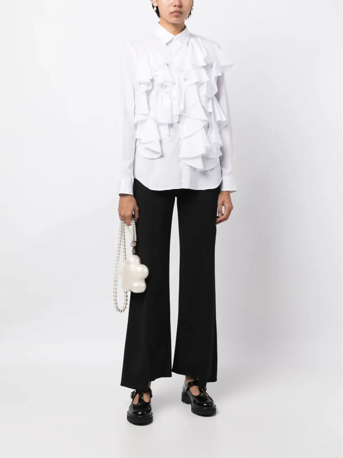 Comme Des Garçons Comme Des Garçons フリル付きボタン留めコットンシャツ - 画像2
