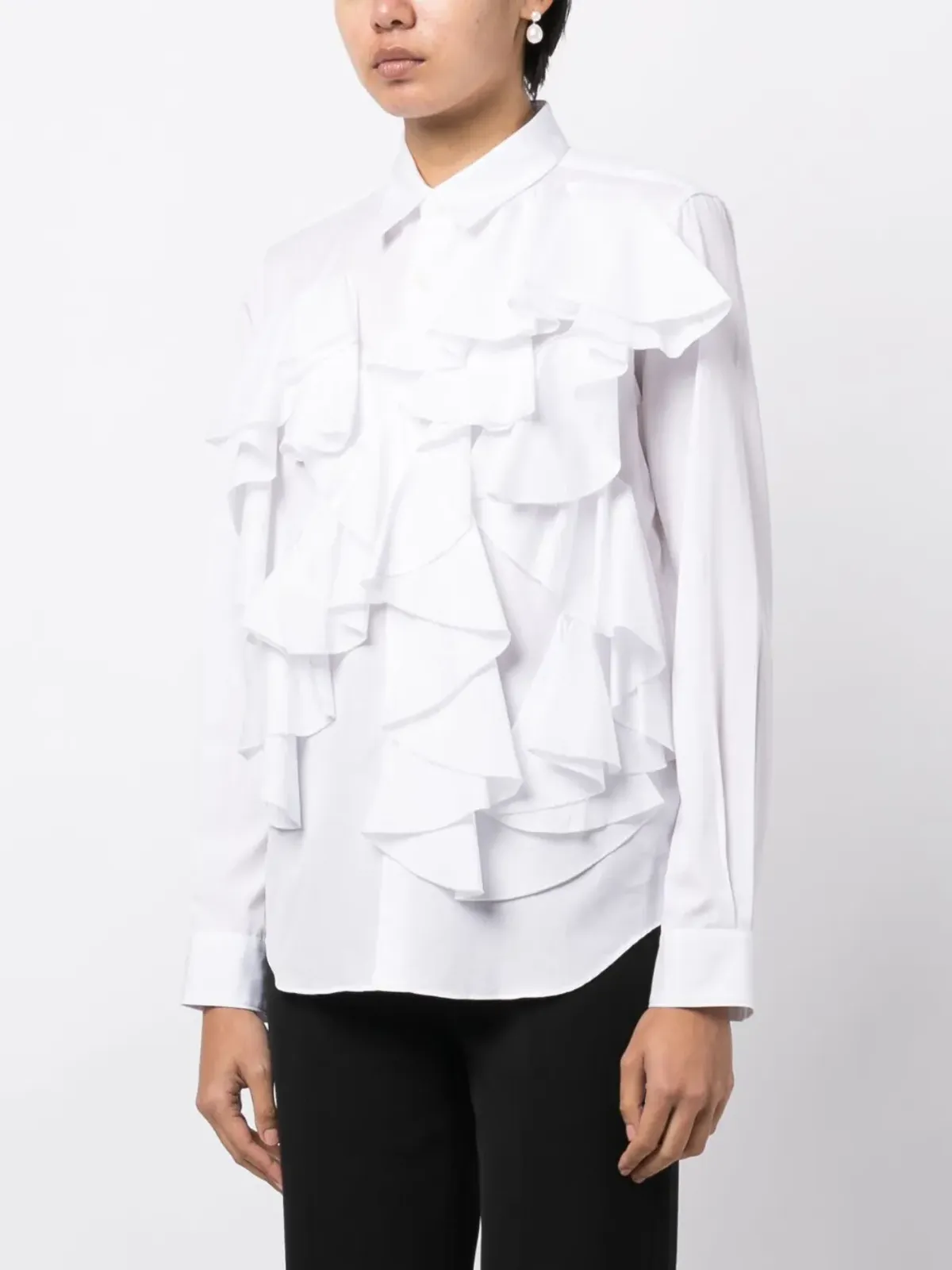 Comme Des Garçons Comme Des Garçons フリル付きボタン留めコットンシャツ - 画像3