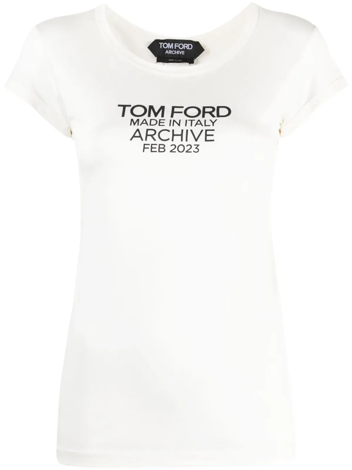 TOM FORD ロゴプリント入りシルクTシャツ - 画像1
