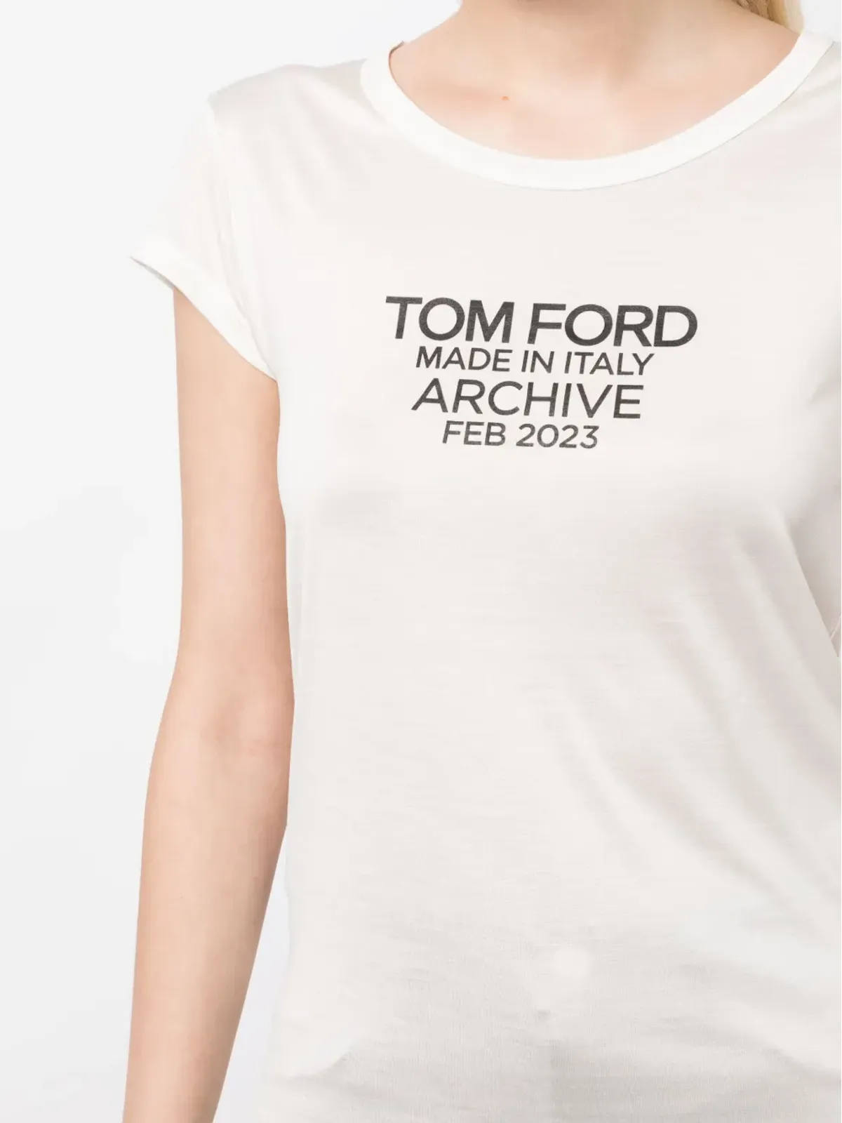 TOM FORD ロゴプリント入りシルクTシャツ - 画像5