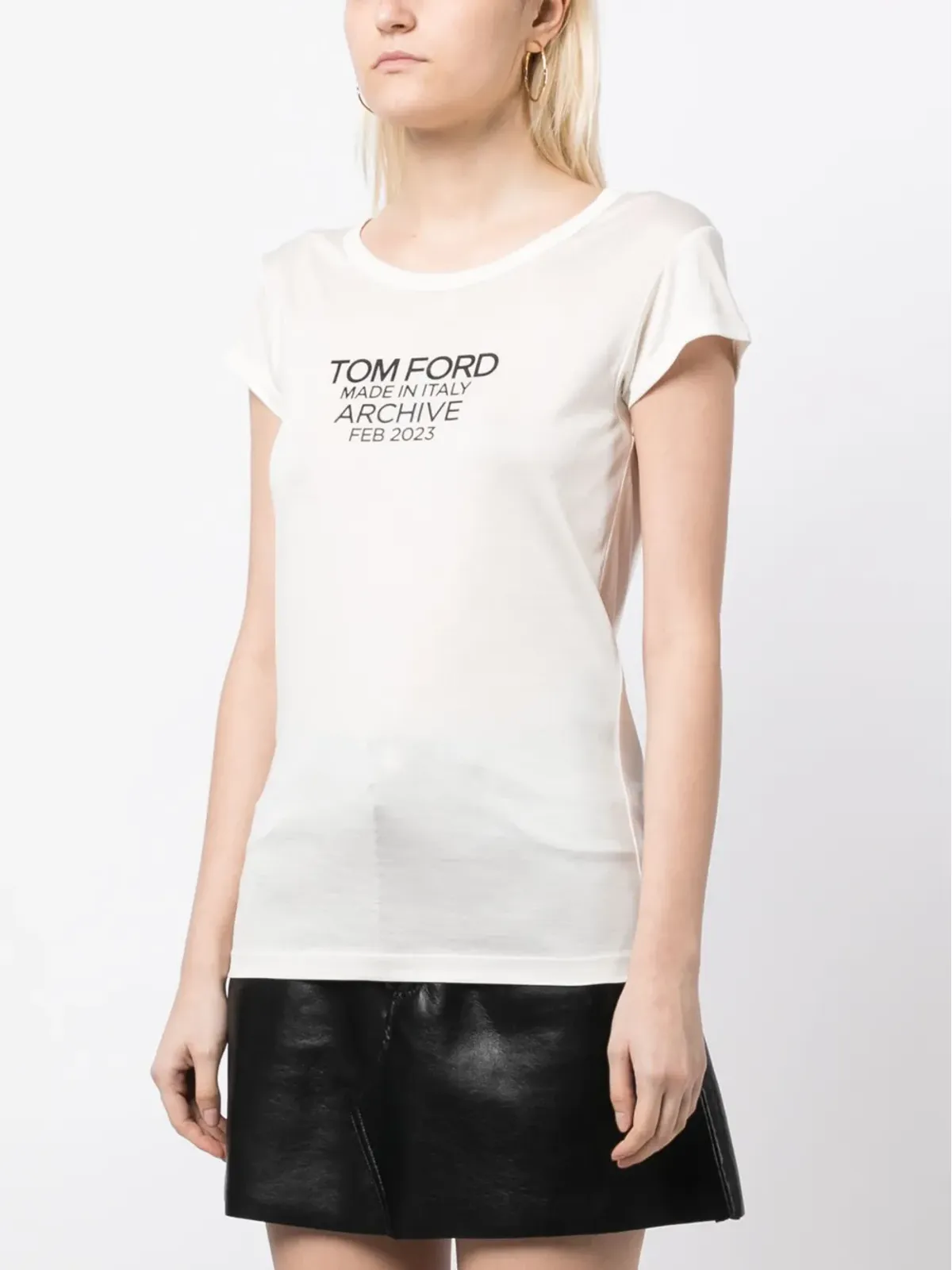 TOM FORD ロゴプリント入りシルクTシャツ - 画像3