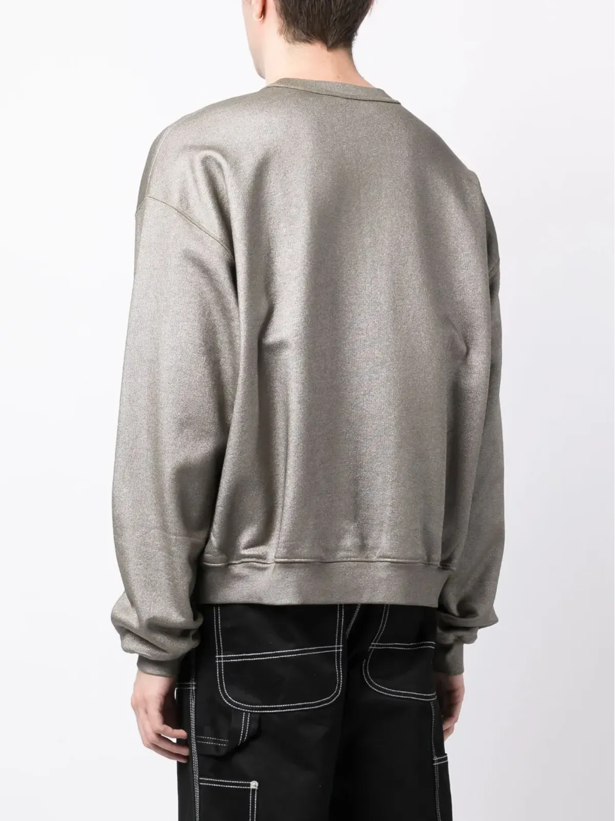 Alexander Wang ロゴエンボス メタリック仕上げ スウェットシャツ（グレー） - 画像5