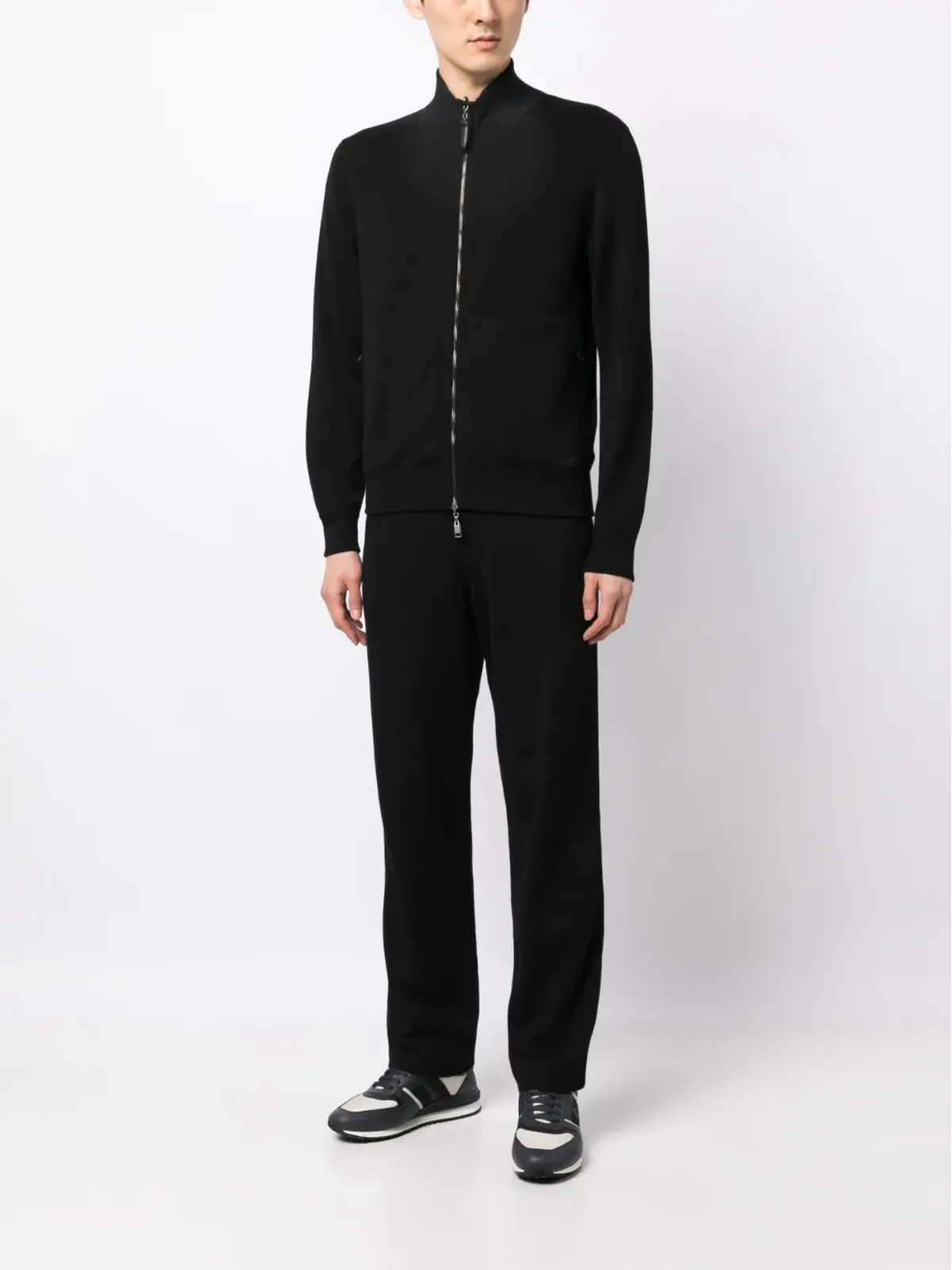 Brioni エラスティックウエストのコットン・カシミヤ混紡パンツ - ブラック - 画像2