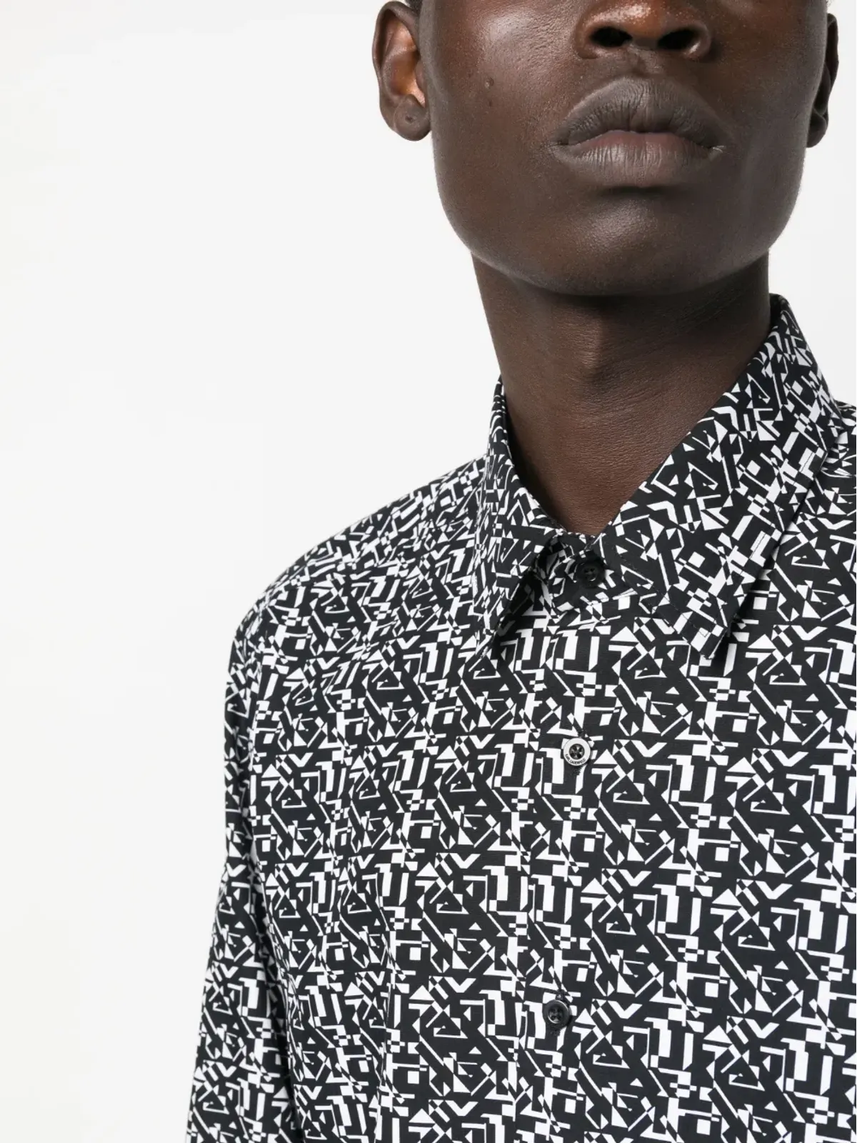 Karl Lagerfeld 抽象柄長袖シャツ - ブラック - 画像5
