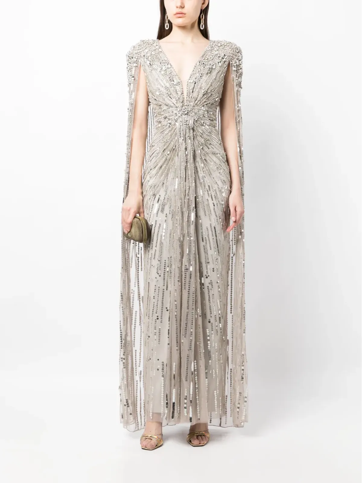 Jenny Packham ロータスレディ ケープ付きガウン - 画像2