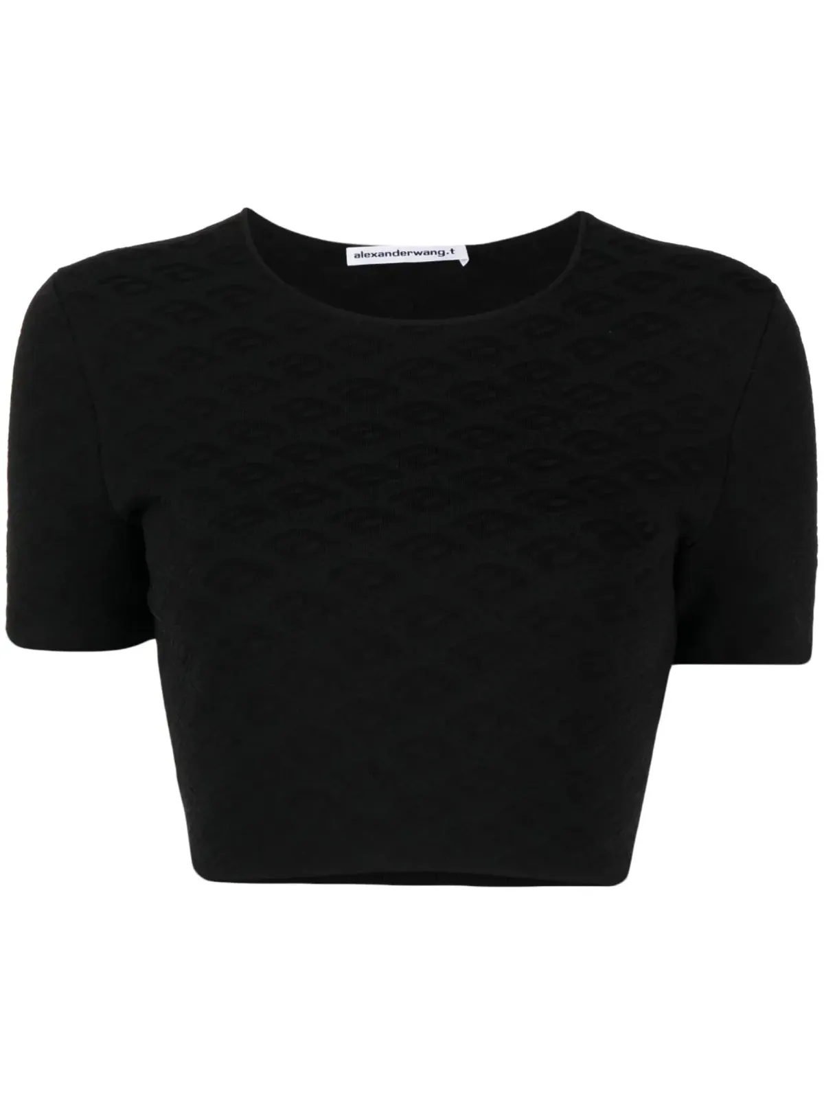 Alexander Wang ロゴジャカード クロップドTシャツ ブラック - 画像1