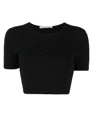 Alexander Wang ロゴジャカード クロップドTシャツ ブラック - サムネイル1